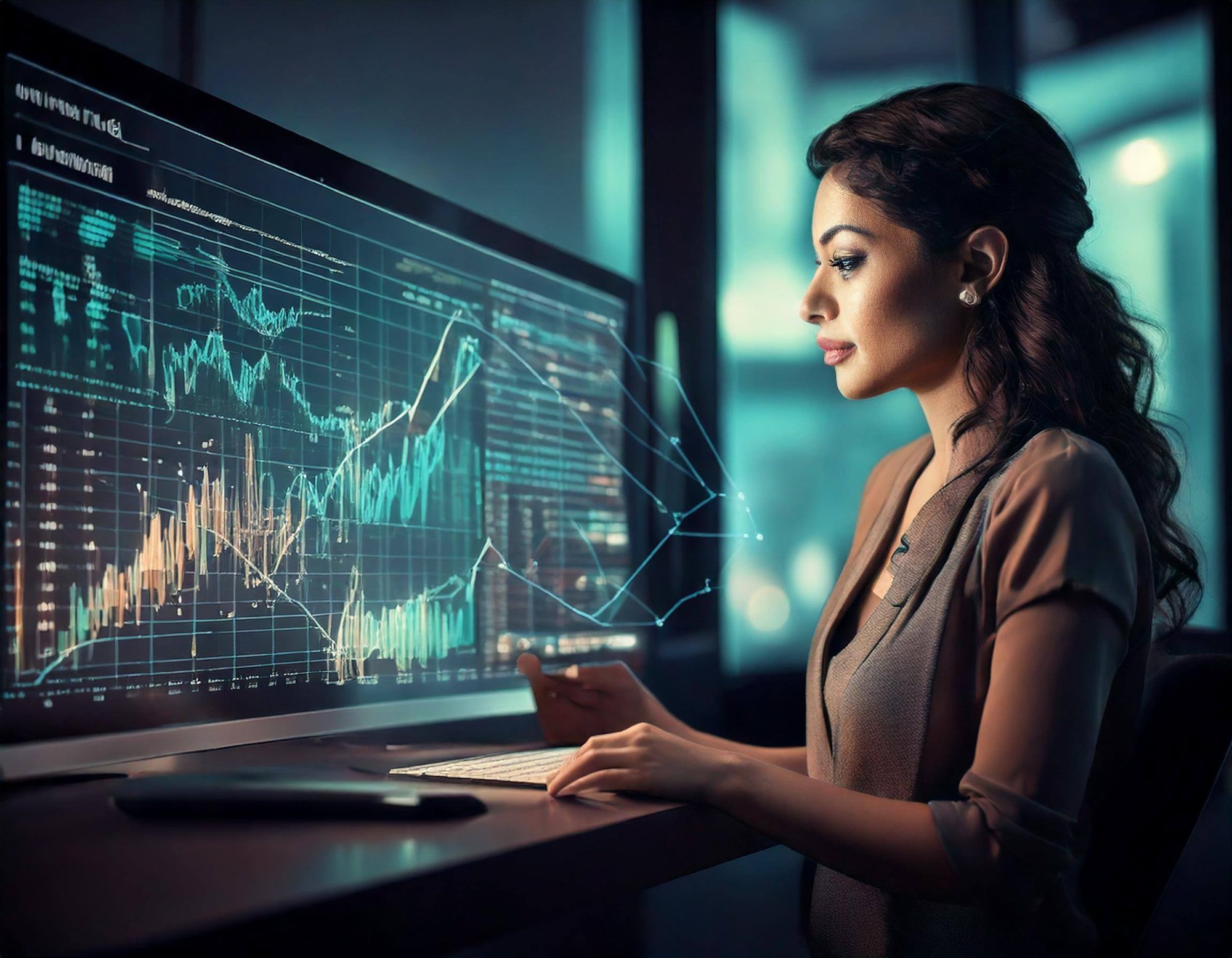 Sentiment and feedback analysis in finance, showcasing a digital platform aggregating customer feedback with AI-driven sentiment analysis tools interpreting emotions.