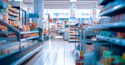 Grocery store aisle showcasing diverse products, highlighting data-driven inventory management and customer engagement strategies